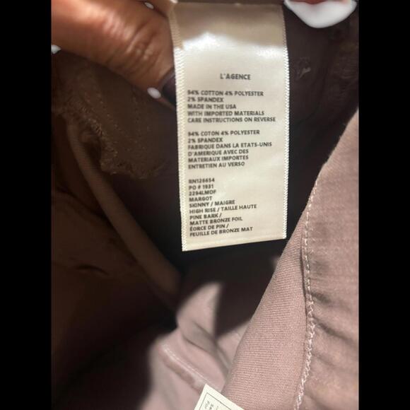 L’Agence Margot Coated Crop High Rise Skinny Jeans Bronzed Foil - Picture 6 of 8